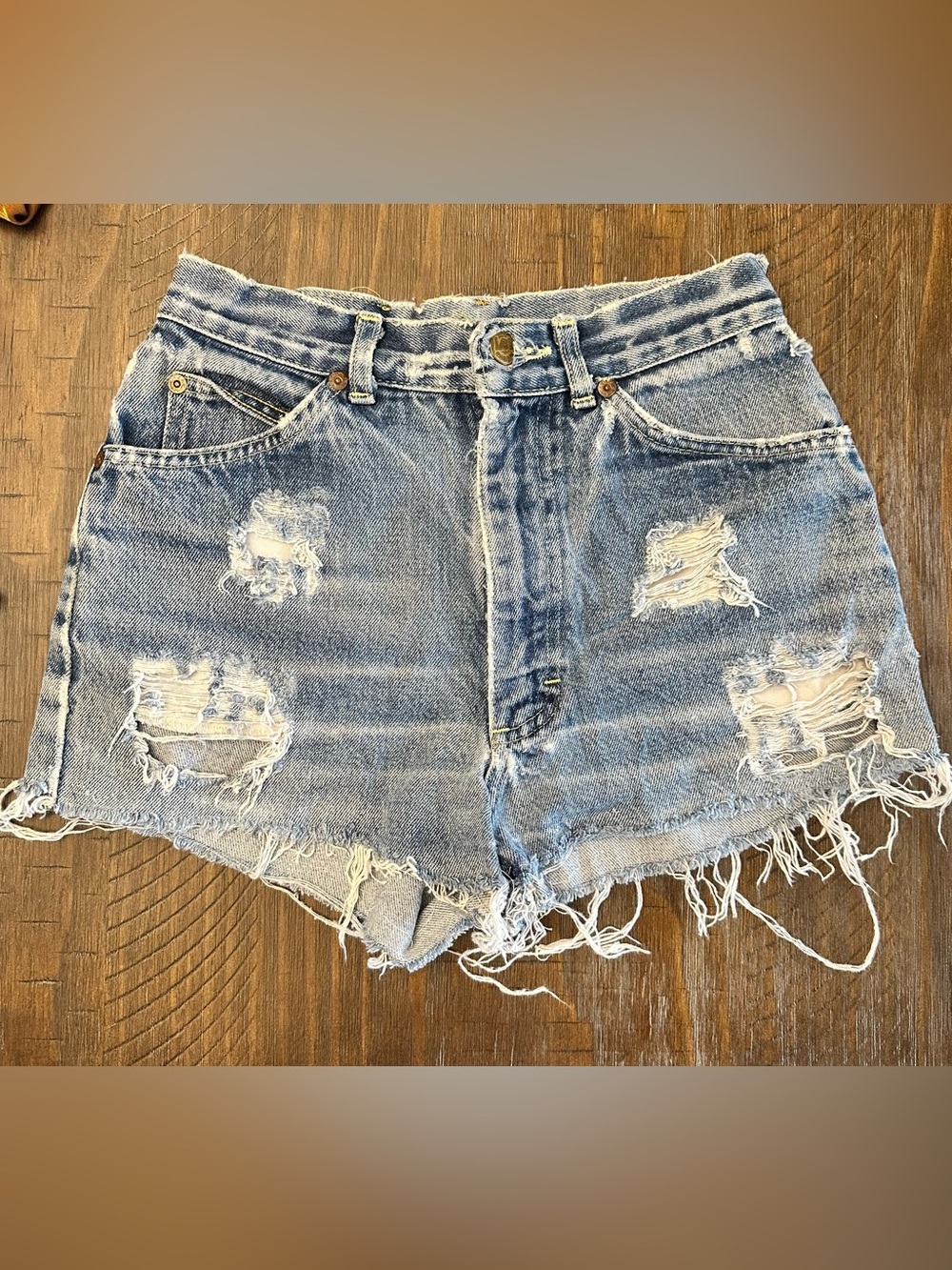 Vintage Lee high-waisted blue denim cutoff shorts